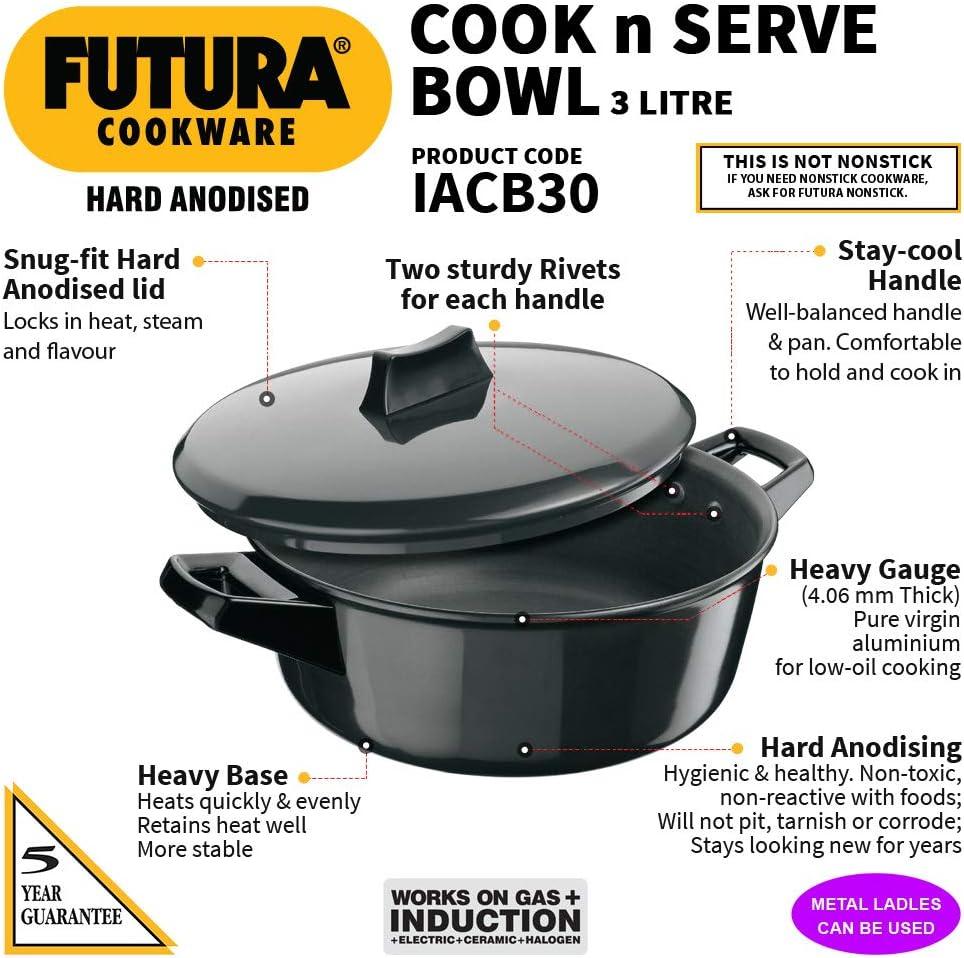 image:imageFutura Induction Hard Anodised Cook and Serve StewpotBowl with Induction Base and Lid 3 L Small Black