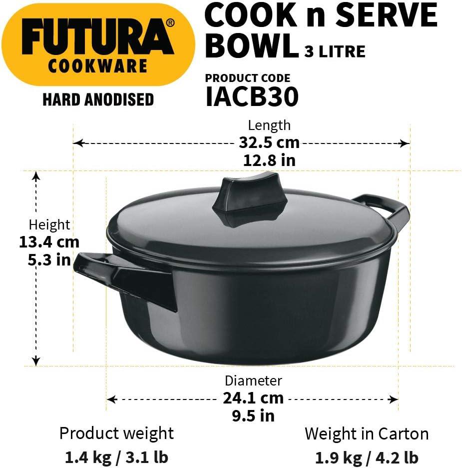 image:imageFutura Induction Hard Anodised Cook and Serve StewpotBowl with Induction Base and Lid 3 L Small Black