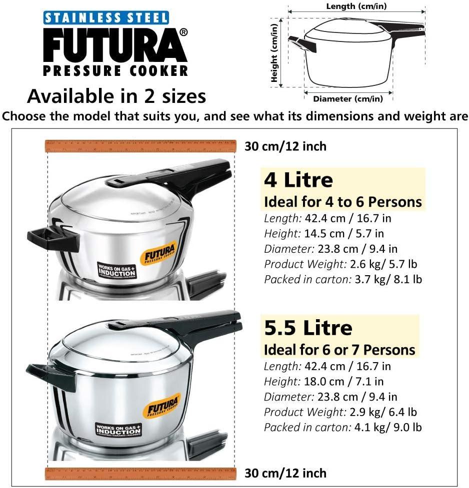 image:imageFutura Stainless Steel 4L Pressure Cooker Induction Compatible58 Quarts