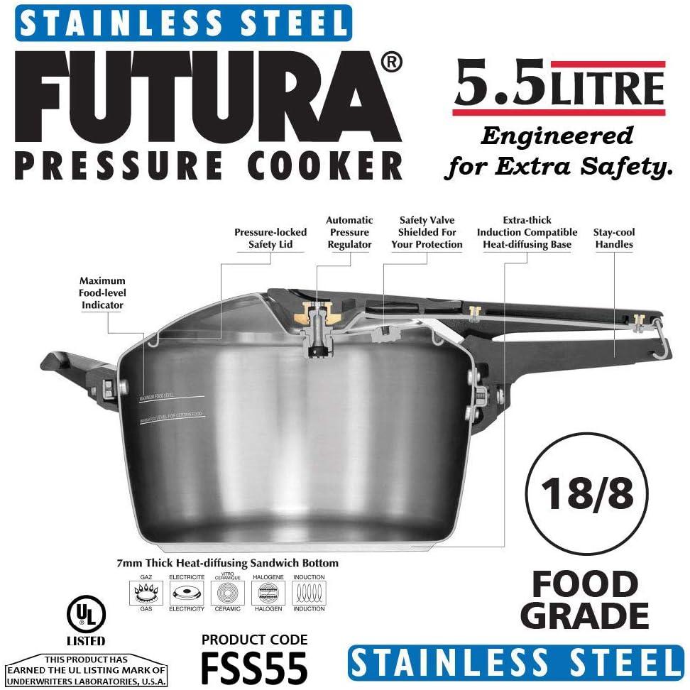 image:imageFutura Stainless Steel 4L Pressure Cooker Induction Compatible58 Quarts