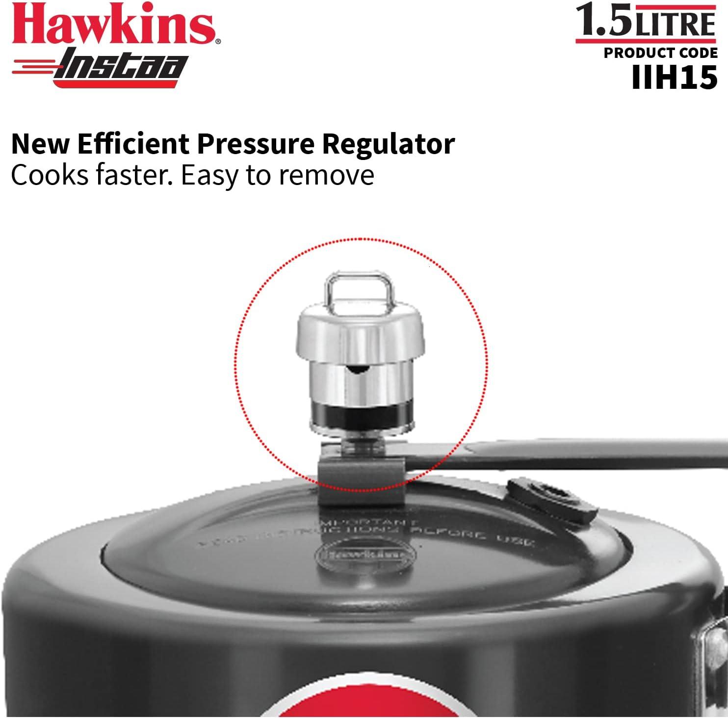 image:imageHAWKINS 15 Litre Instaa Pressure Cooker Induction Inner Lid Cooker Tall Body Hard Anodised Cooker Best Black Cooker Black IIH15