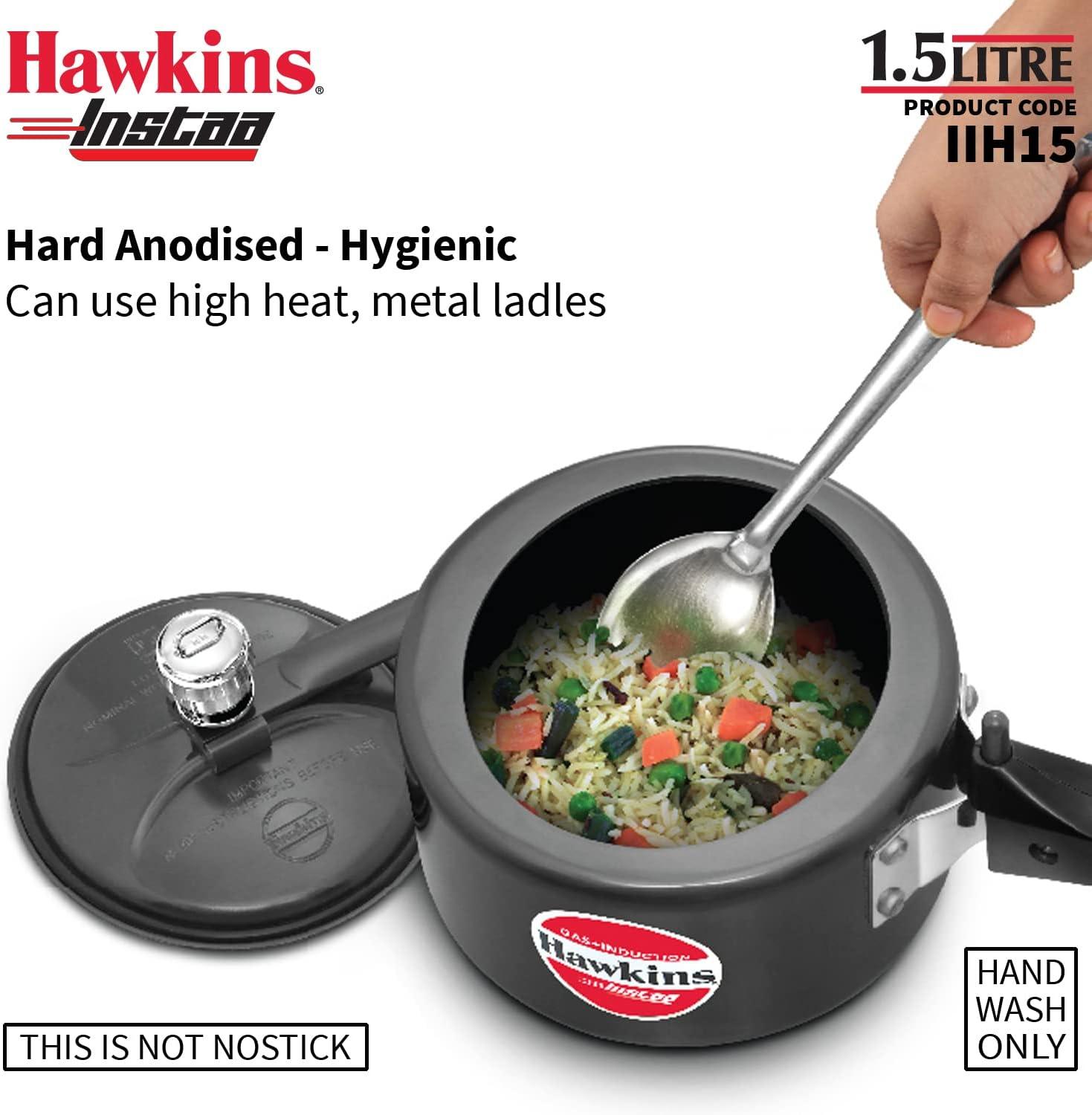 image:imageHAWKINS 15 Litre Instaa Pressure Cooker Induction Inner Lid Cooker Tall Body Hard Anodised Cooker Best Black Cooker Black IIH15