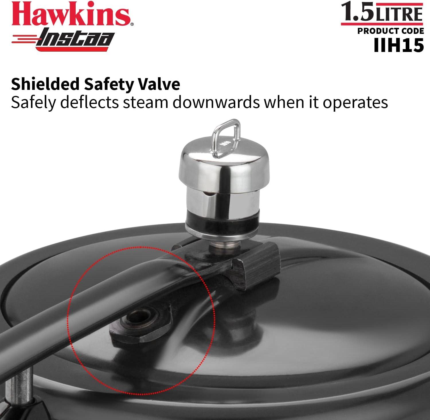 image:imageHAWKINS 15 Litre Instaa Pressure Cooker Induction Inner Lid Cooker Tall Body Hard Anodised Cooker Best Black Cooker Black IIH15