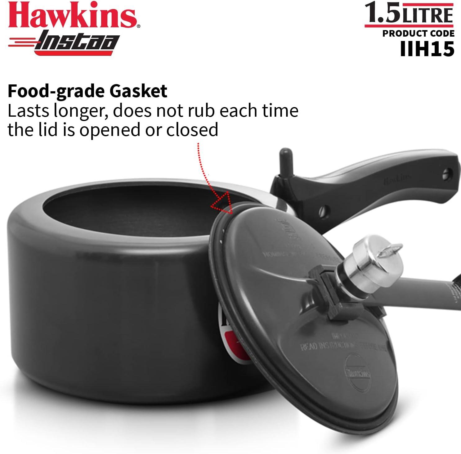 image:imageHAWKINS 15 Litre Instaa Pressure Cooker Induction Inner Lid Cooker Tall Body Hard Anodised Cooker Best Black Cooker Black IIH15