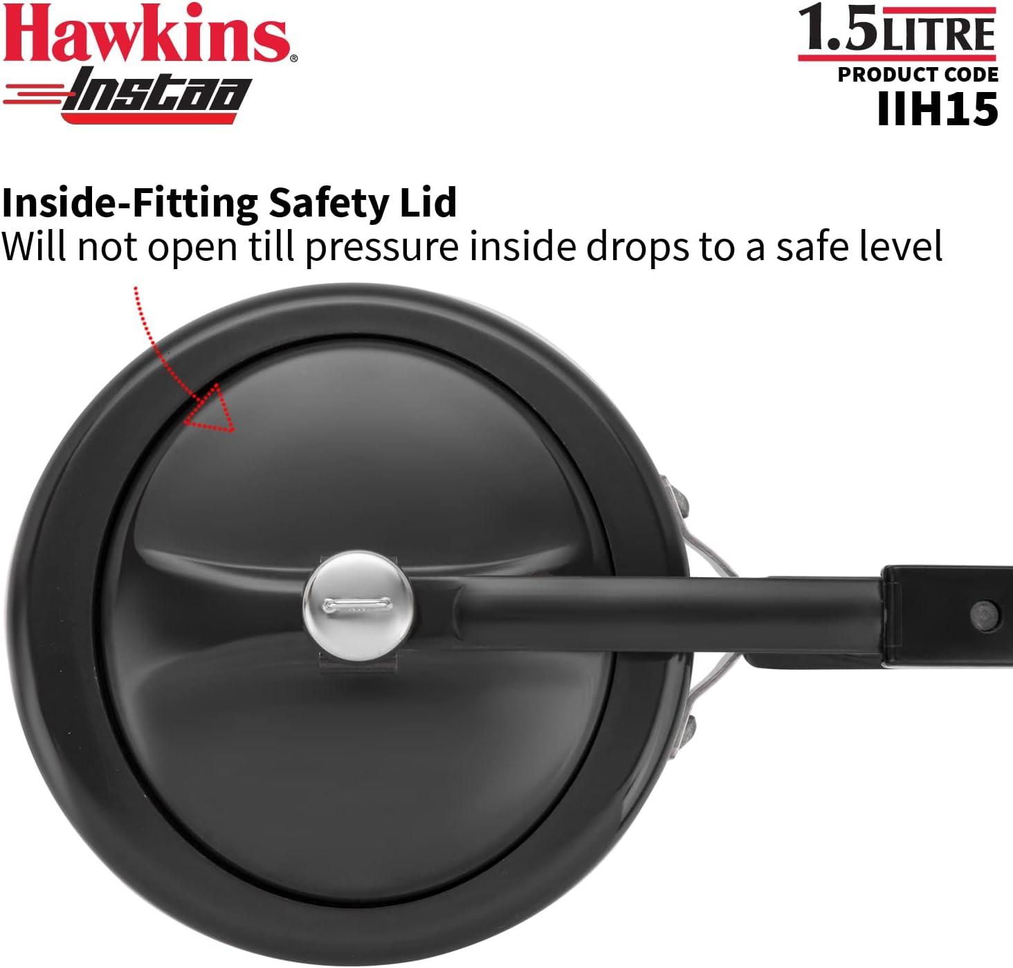 image:imageHAWKINS 15 Litre Instaa Pressure Cooker Induction Inner Lid Cooker Tall Body Hard Anodised Cooker Best Black Cooker Black IIH15