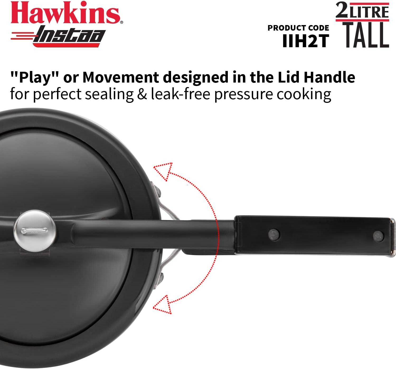 image:imageHAWKINS 2 Litre Instaa Pressure Cooker Induction Inner Lid Hard Anodised Black