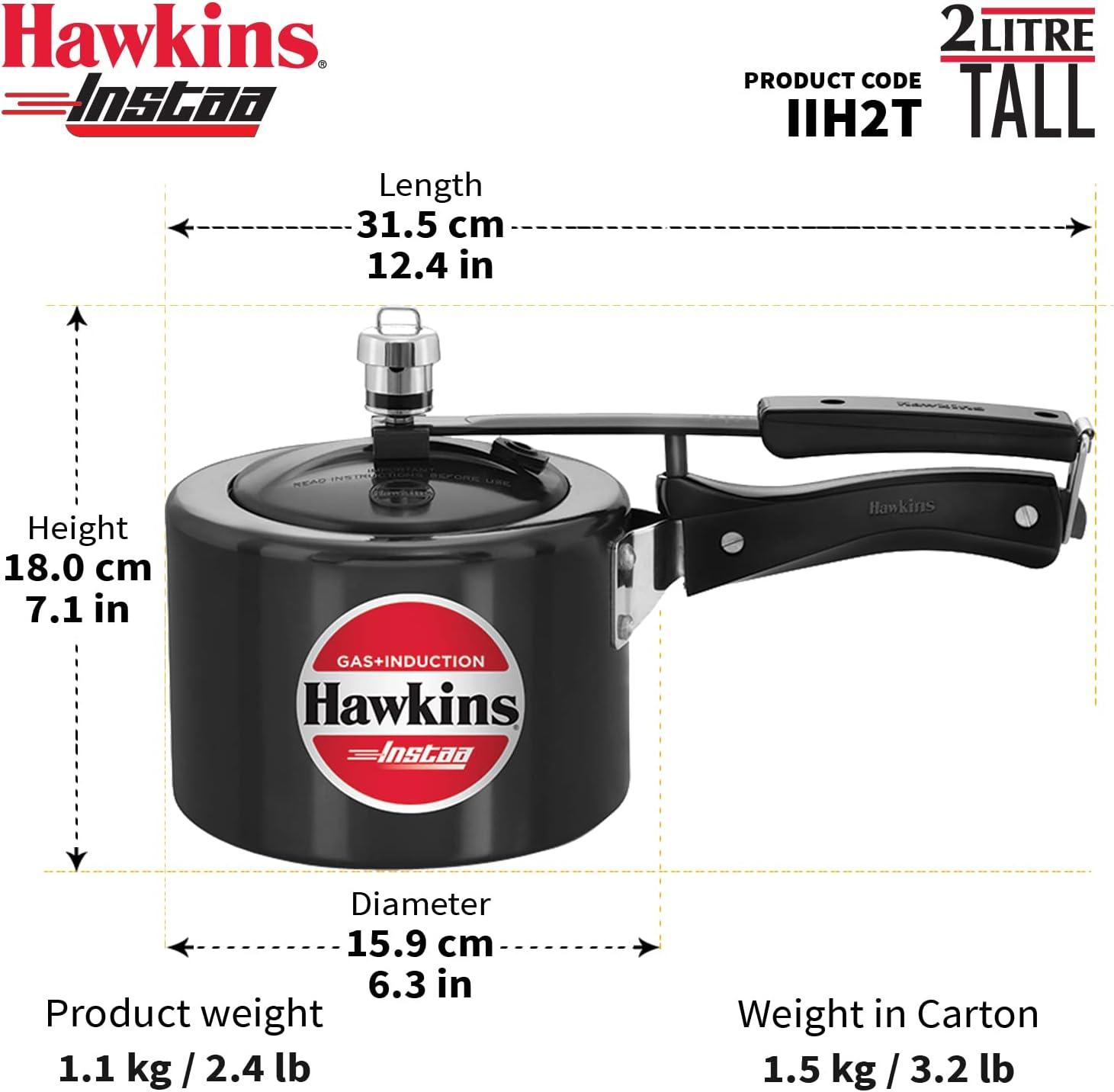 image:imageHAWKINS 2 Litre Instaa Pressure Cooker Induction Inner Lid Hard Anodised Black