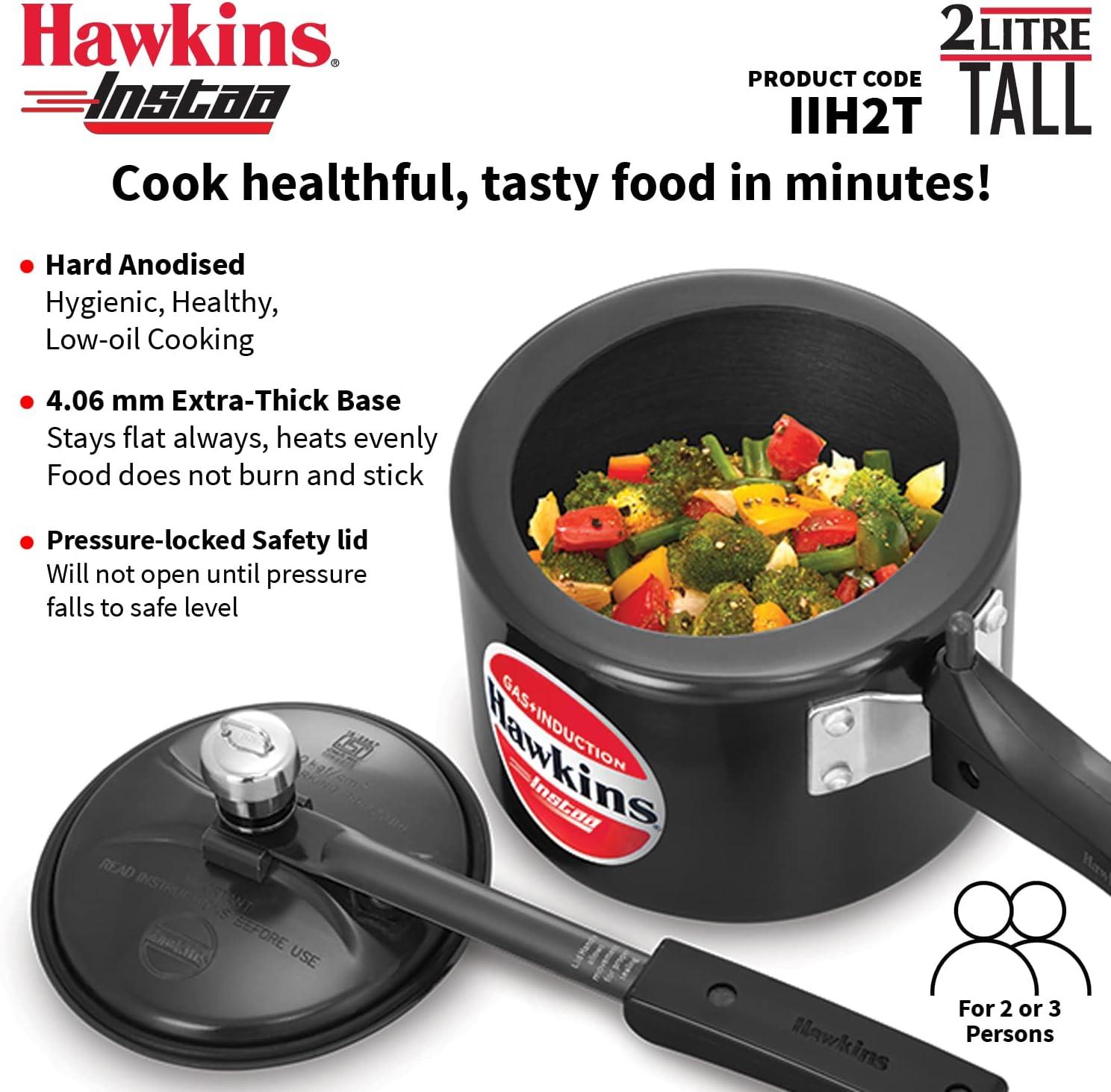 image:imageHAWKINS 2 Litre Instaa Pressure Cooker Induction Inner Lid Hard Anodised Black