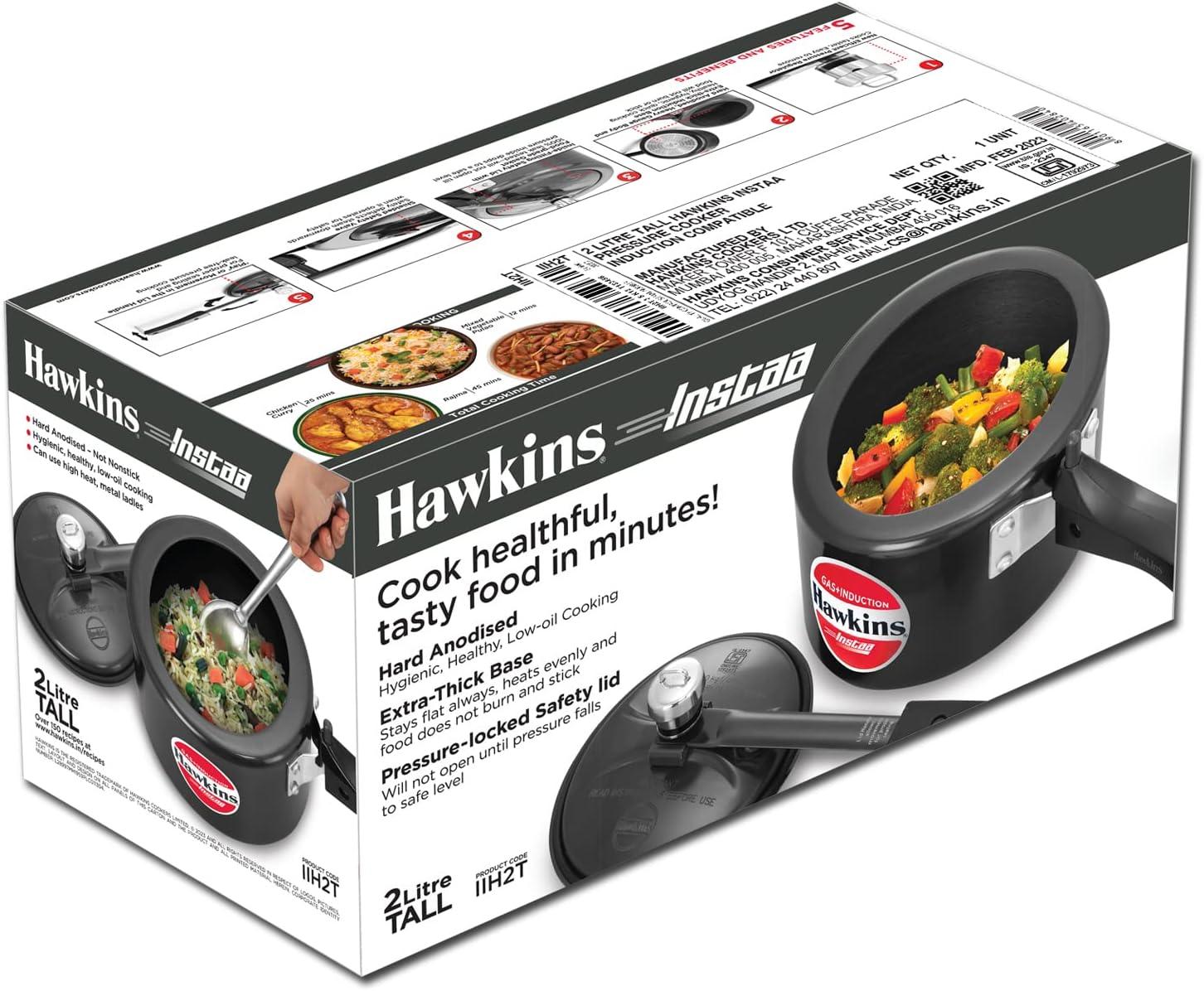 image:imageHAWKINS 2 Litre Instaa Pressure Cooker Induction Inner Lid Hard Anodised Black