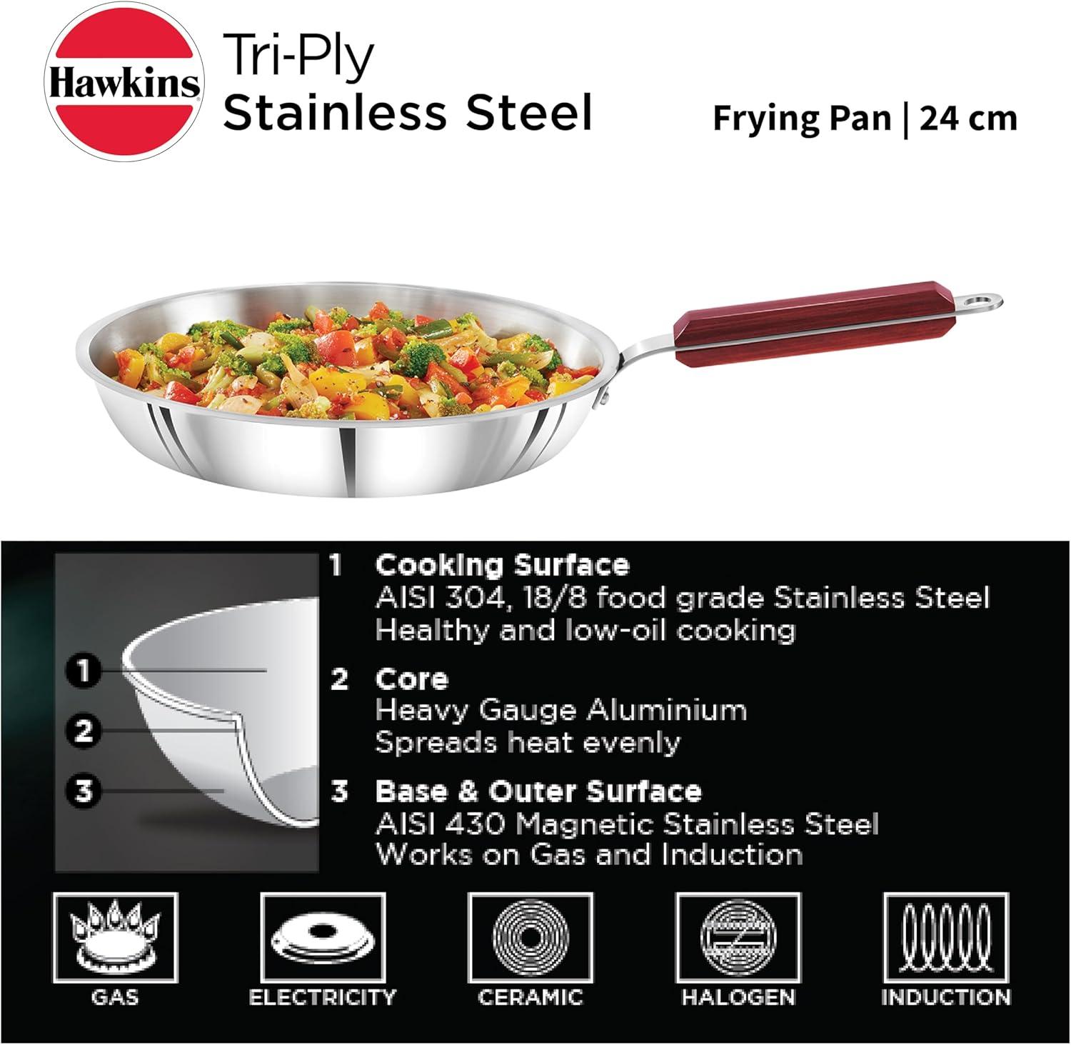 image:imageHAWKINS 24 cm Die Cast Induction Compatible Frying Pan with Glass Lid Red IDCF24G26 cm