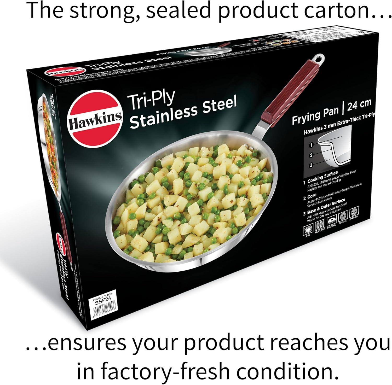 image:imageHAWKINS 24 cm Die Cast Induction Compatible Frying Pan with Glass Lid Red IDCF24G26 cm
