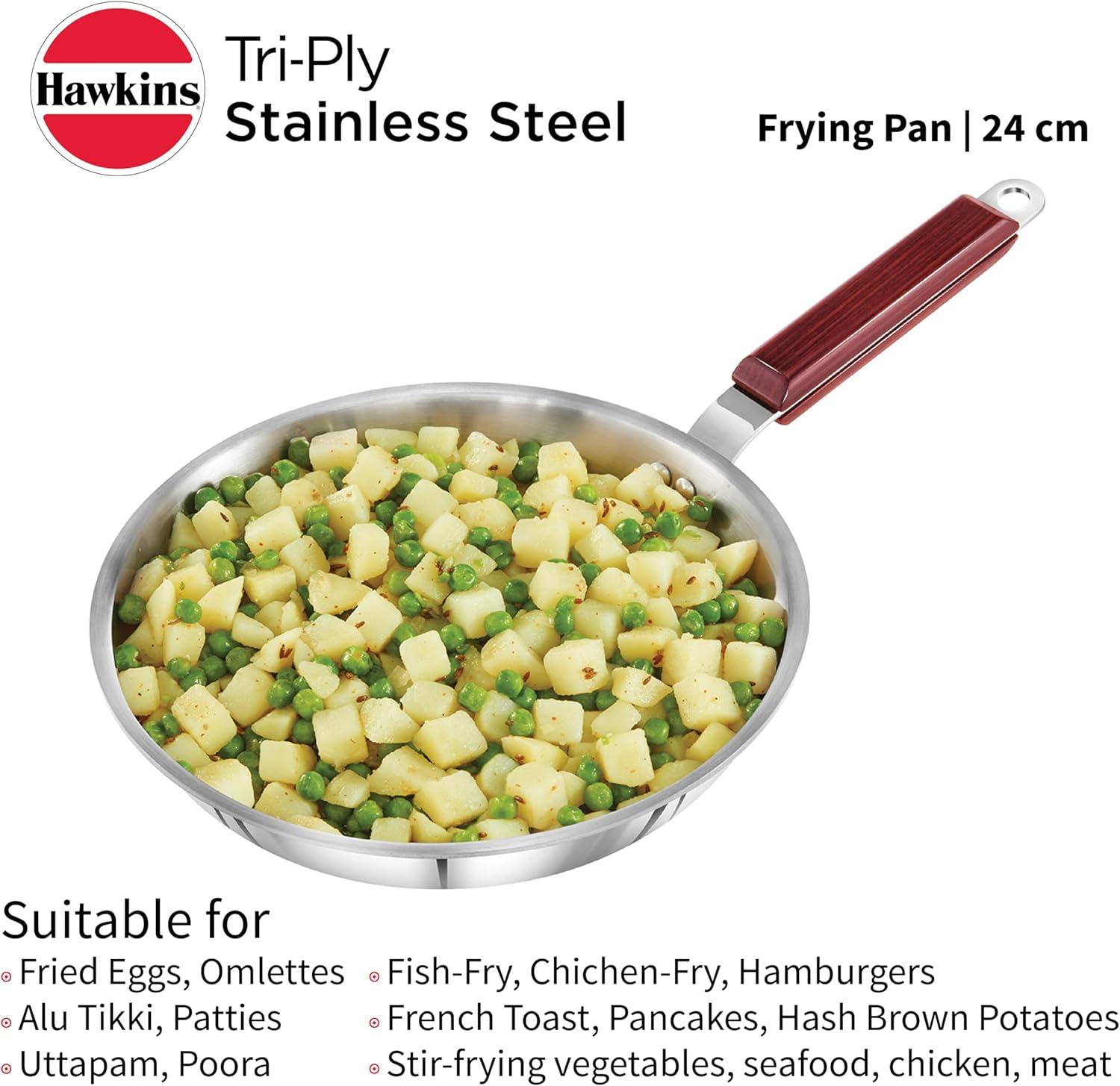 image:imageHAWKINS 24 cm Die Cast Induction Compatible Frying Pan with Glass Lid Red IDCF24G26 cm