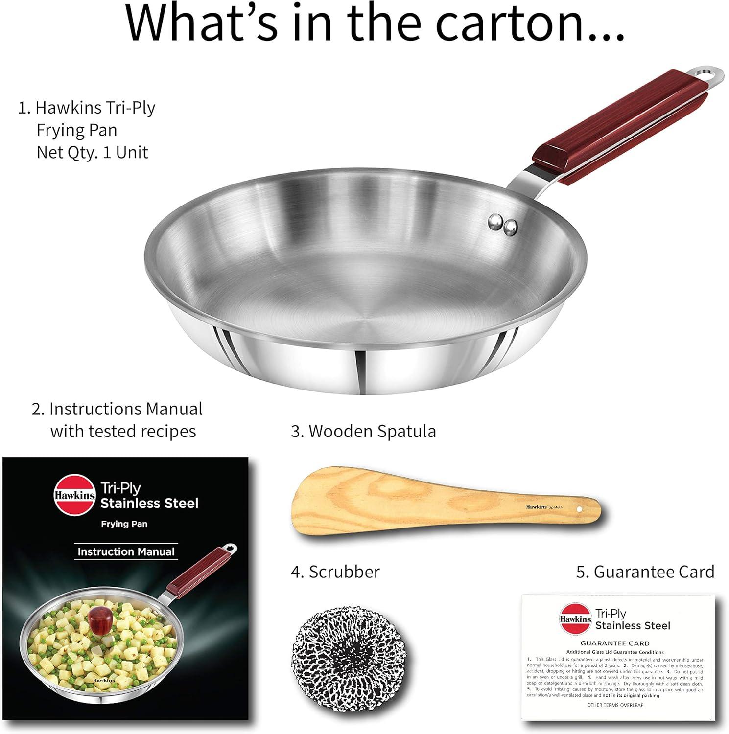 image:imageHAWKINS 24 cm Die Cast Induction Compatible Frying Pan with Glass Lid Red IDCF24G26 cm