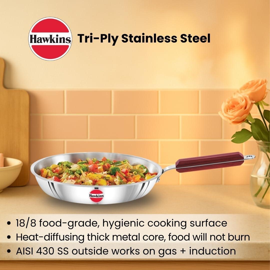 image:imageHAWKINS 24 cm Die Cast Induction Compatible Frying Pan with Glass Lid Red IDCF24G26 cm