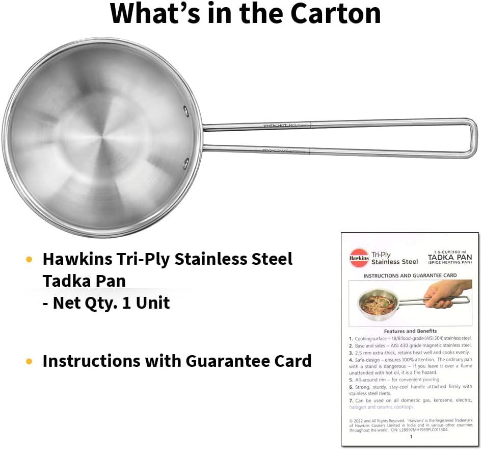 image:imageHAWKINS 25 Cup Tadka Pan 600ml Triply Stainless Steel Pan Silver STP25