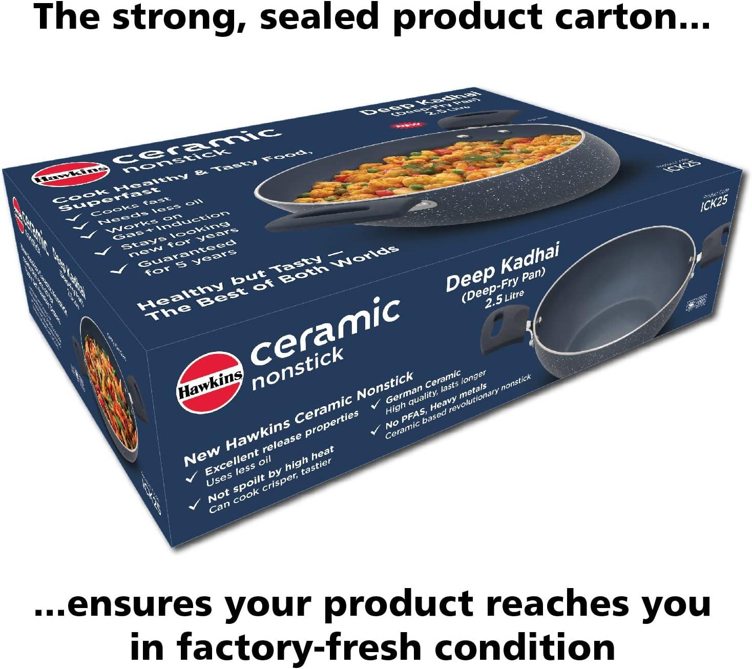 image:imageHAWKINS Ceramic Nonstick 25 Litre Deep Kadhai Induction Deep Fry Pan Granite Kadai ICK25