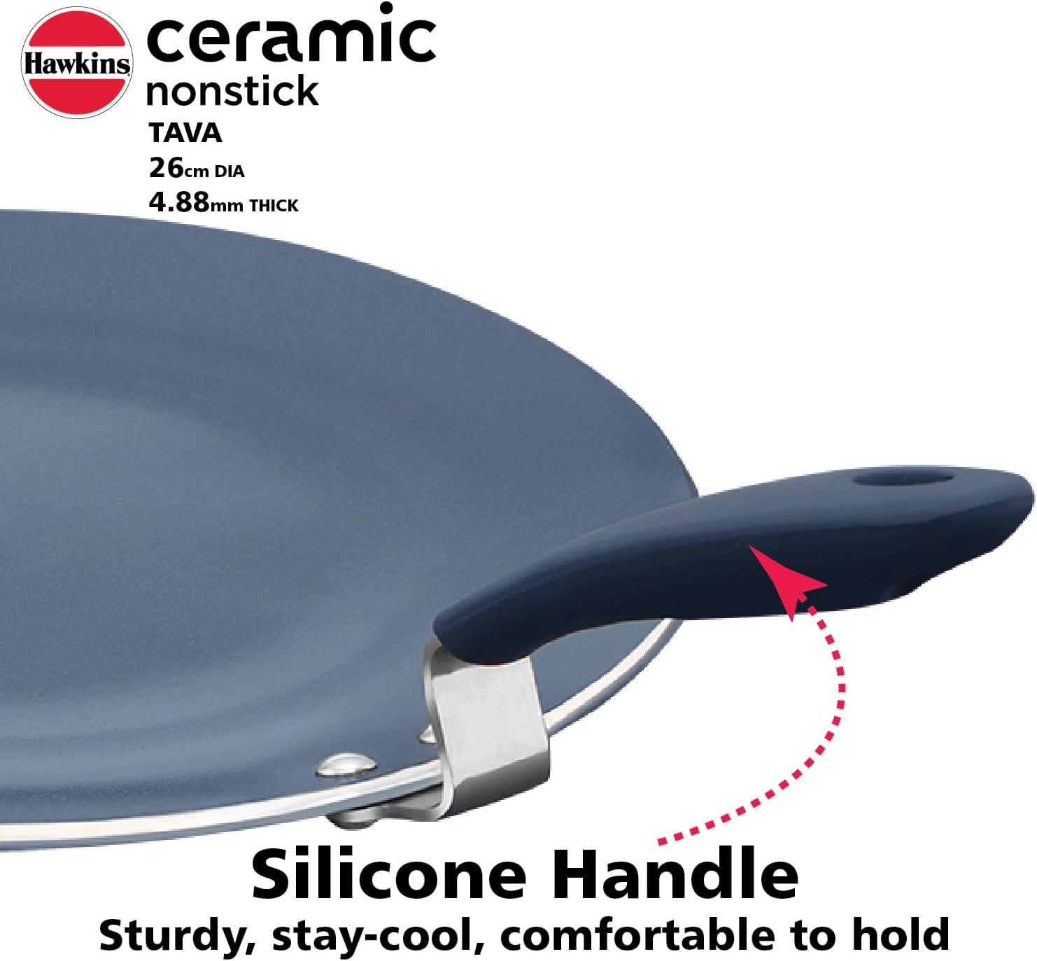image:imageHAWKINS Ceramic Nonstick Tava 26 cm Diameter Induction Paratha Tawa Granite Griddle ICT26