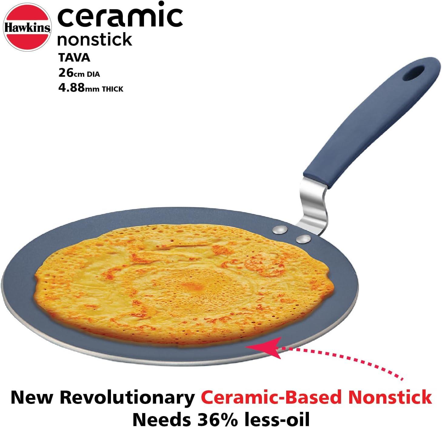 image:imageHAWKINS Ceramic Nonstick Tava 26 cm Diameter Induction Paratha Tawa Granite Griddle ICT26