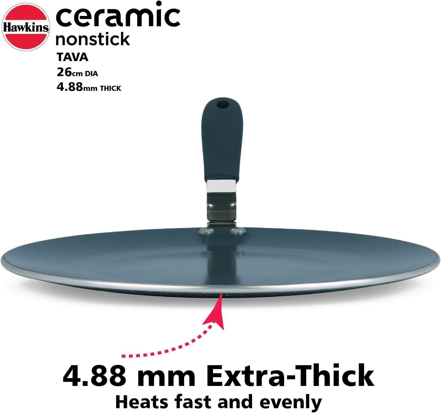 image:imageHAWKINS Ceramic Nonstick Tava 26 cm Diameter Induction Paratha Tawa Granite Griddle ICT26