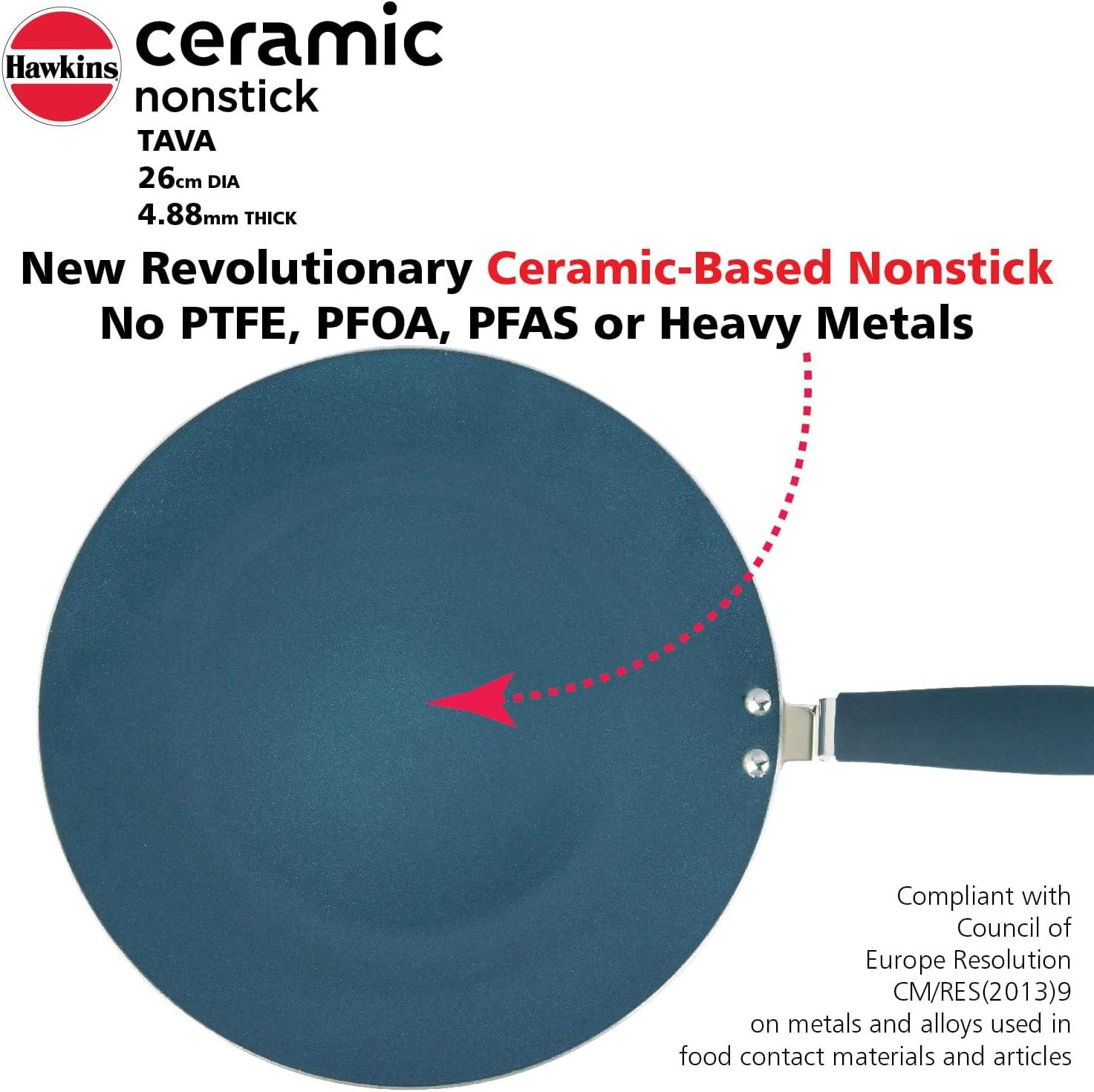 image:imageHAWKINS Ceramic Nonstick Tava 26 cm Diameter Induction Paratha Tawa Granite Griddle ICT26