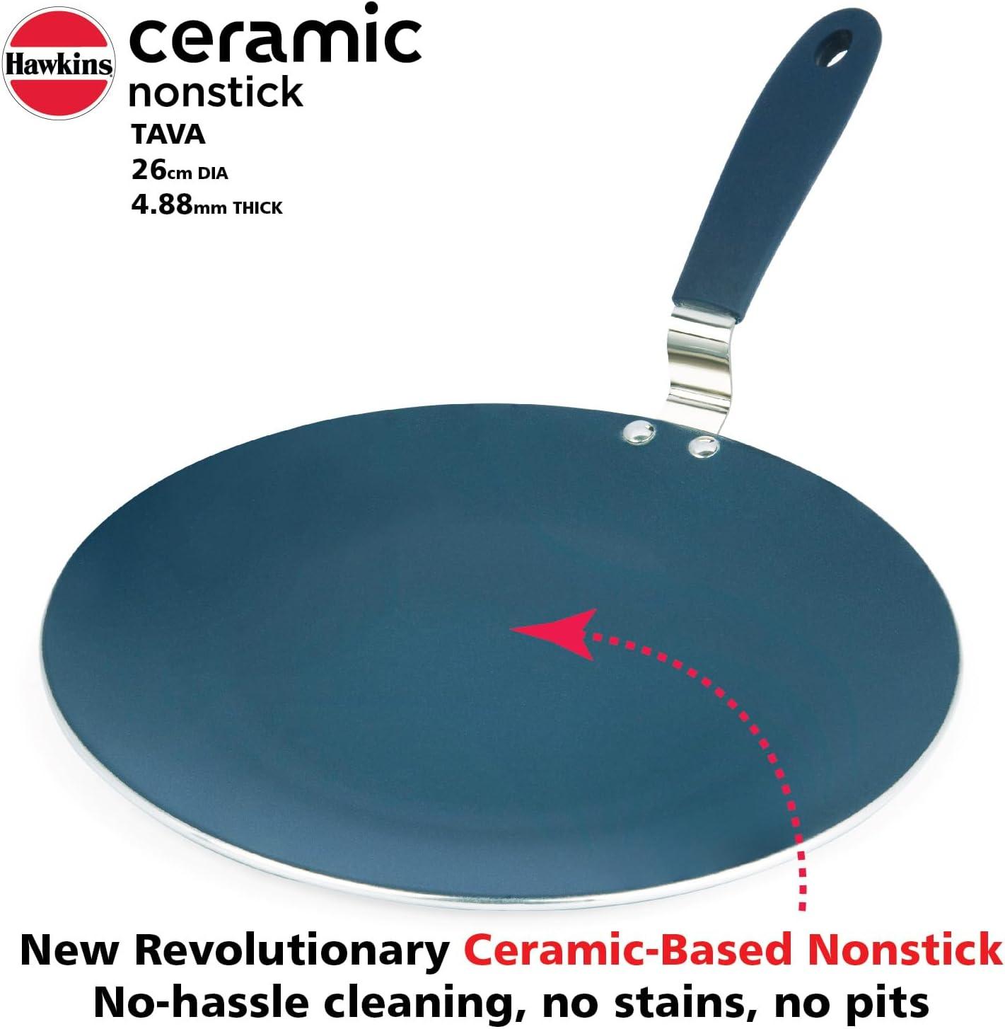 image:imageHAWKINS Ceramic Nonstick Tava 26 cm Diameter Induction Paratha Tawa Granite Griddle ICT26