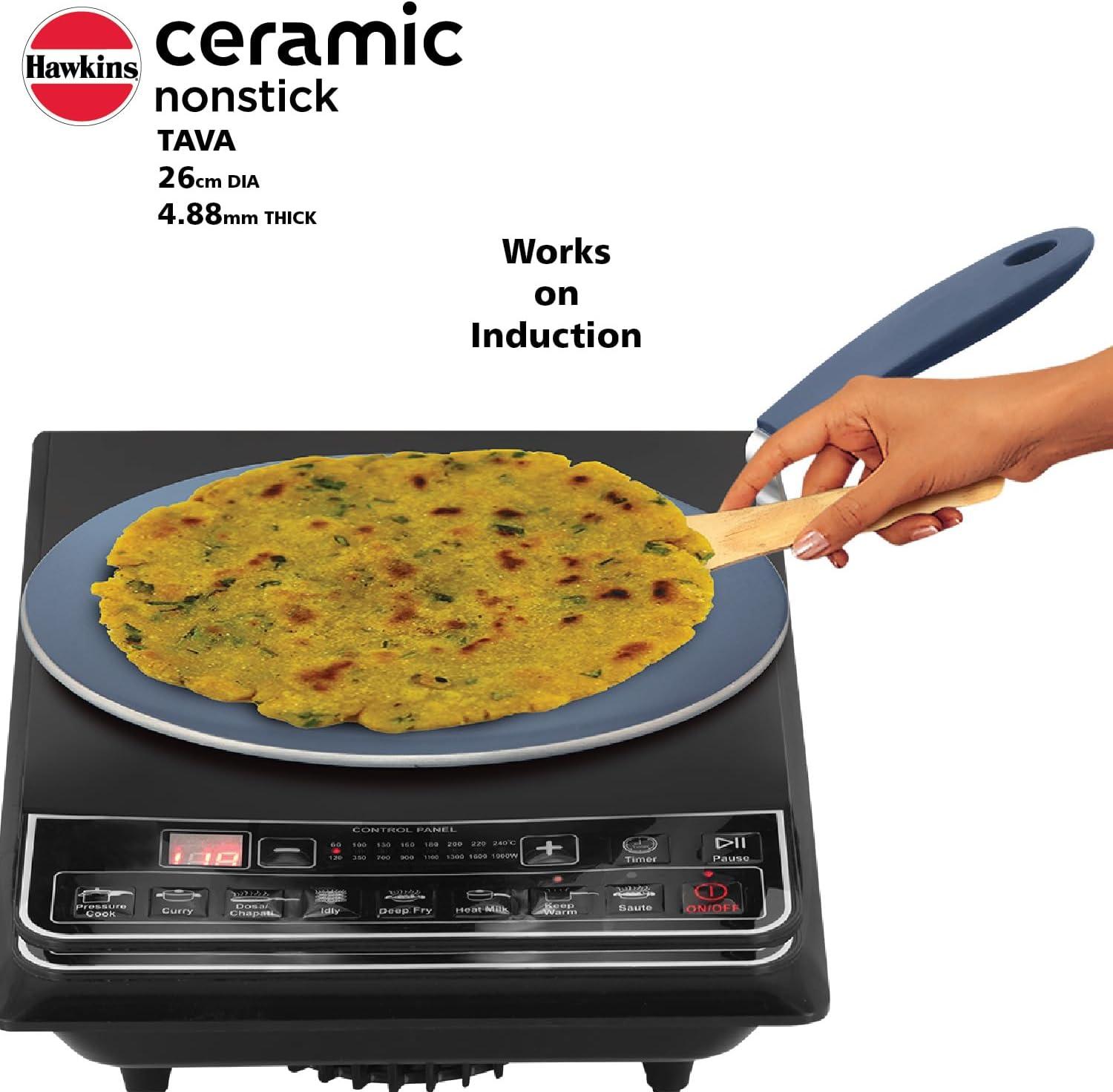 image:imageHAWKINS Ceramic Nonstick Tava 26 cm Diameter Induction Paratha Tawa Granite Griddle ICT26