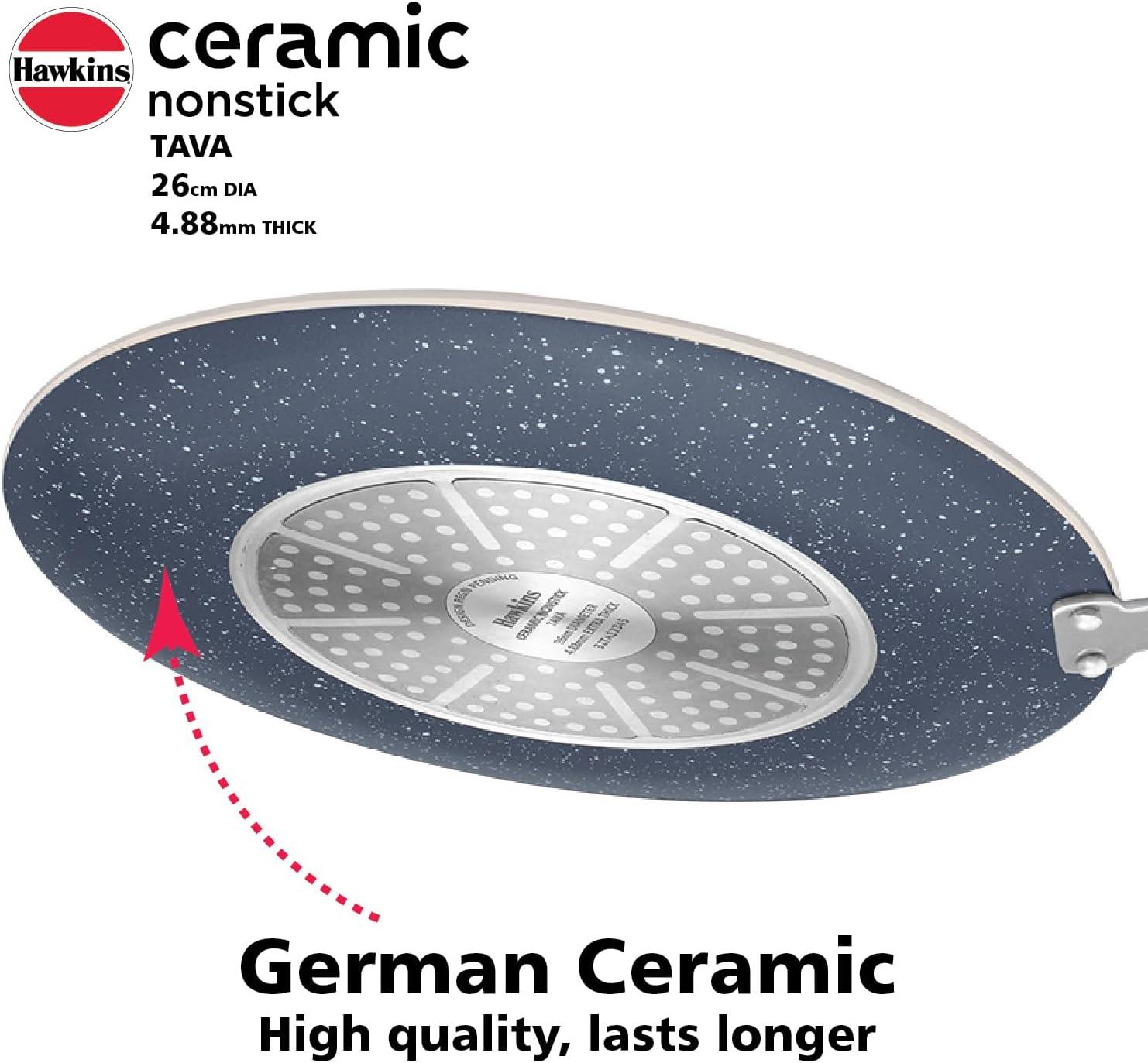 image:imageHAWKINS Ceramic Nonstick Tava 26 cm Diameter Induction Paratha Tawa Granite Griddle ICT26