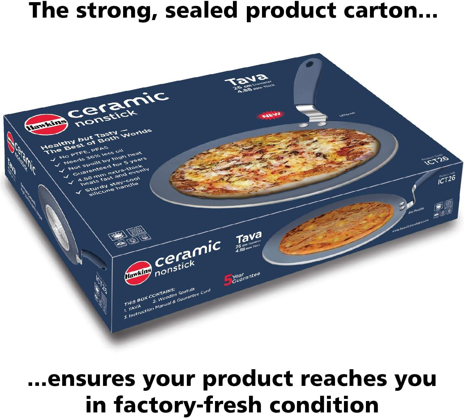 image:imageHAWKINS Ceramic Nonstick Tava 26 cm Diameter Induction Paratha Tawa Granite Griddle ICT26