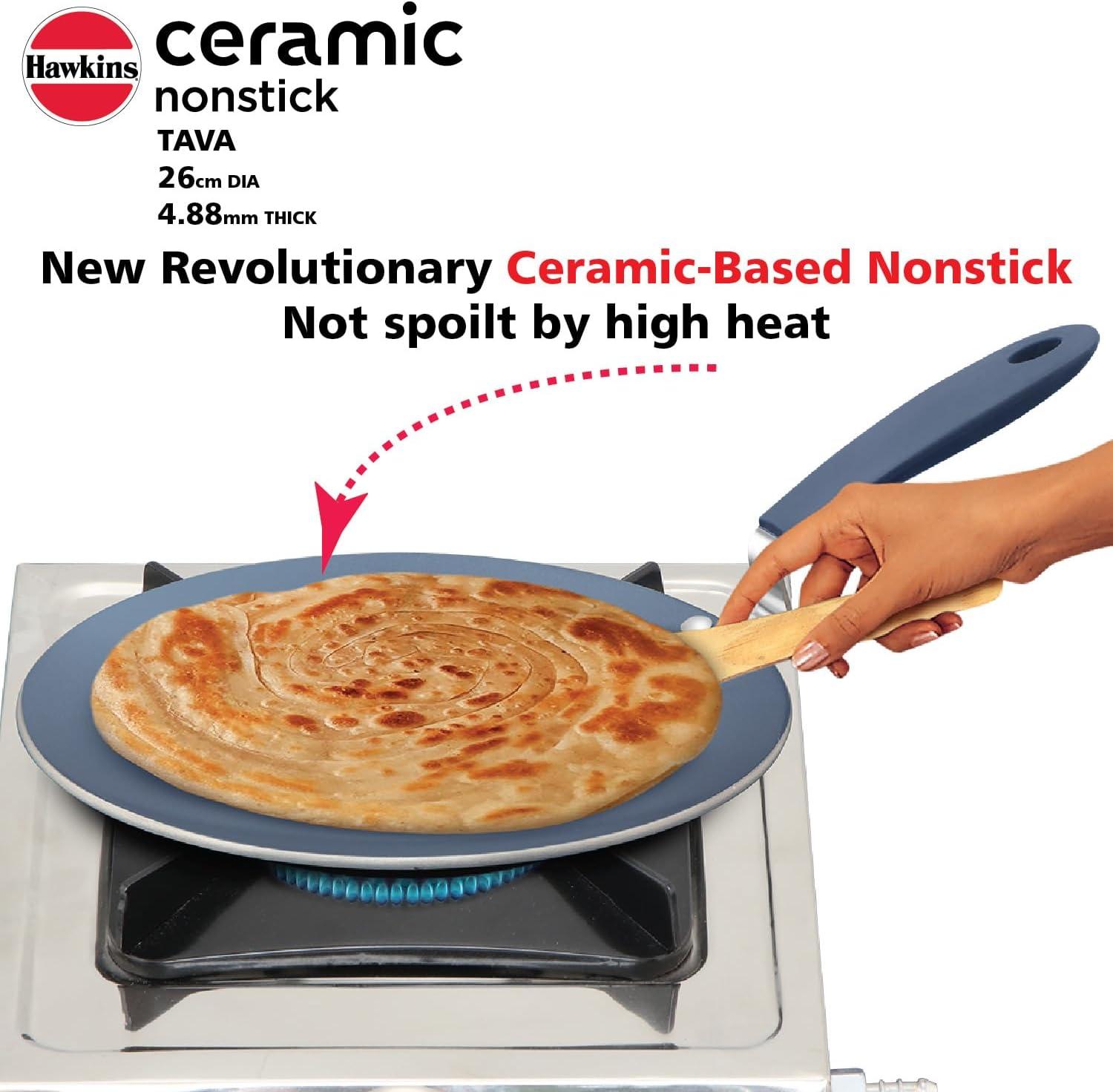 image:imageHAWKINS Ceramic Nonstick Tava 26 cm Diameter Induction Paratha Tawa Granite Griddle ICT26