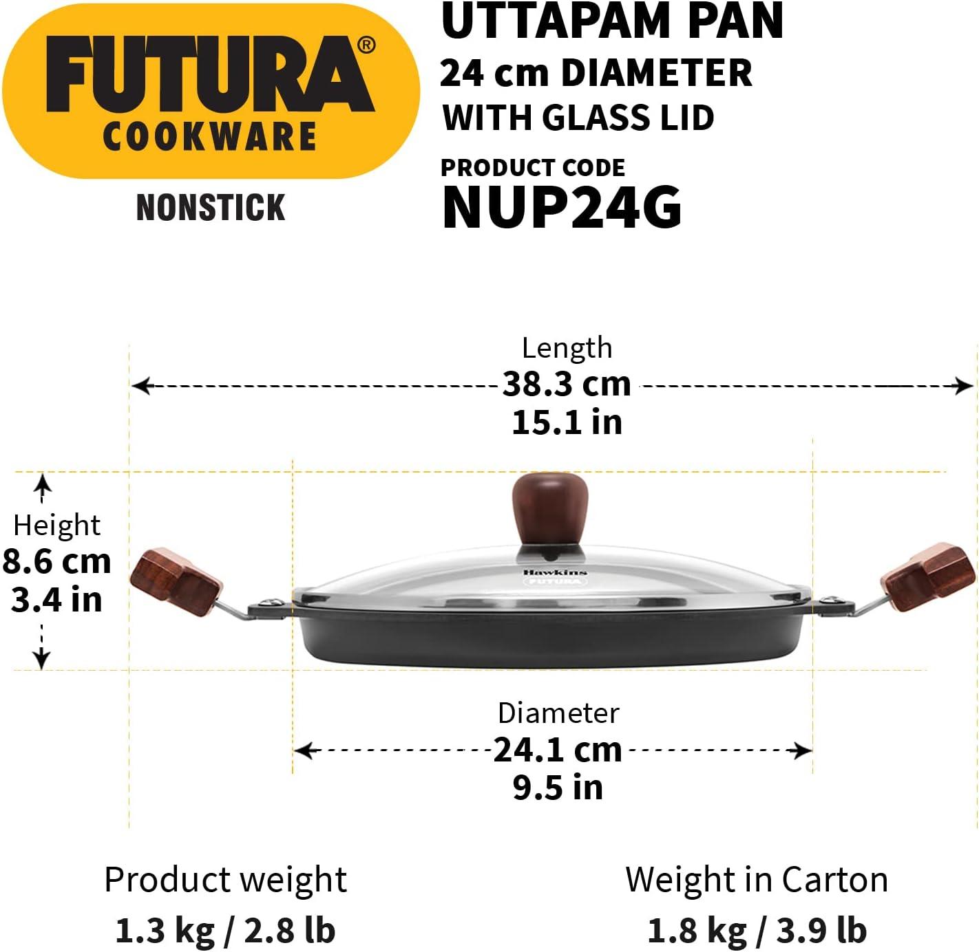 image:imageHAWKINS Futura 24 cm Uttapam Pan Pancake Tava Non Stick Uttapa Tawa Pancake Pan Snack Maker Black NUP24G