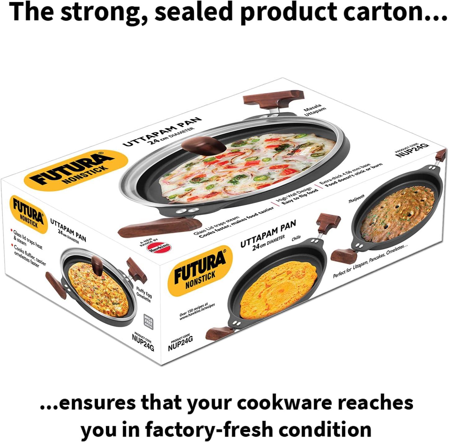 image:imageHAWKINS Futura 24 cm Uttapam Pan Pancake Tava Non Stick Uttapa Tawa Pancake Pan Snack Maker Black NUP24G