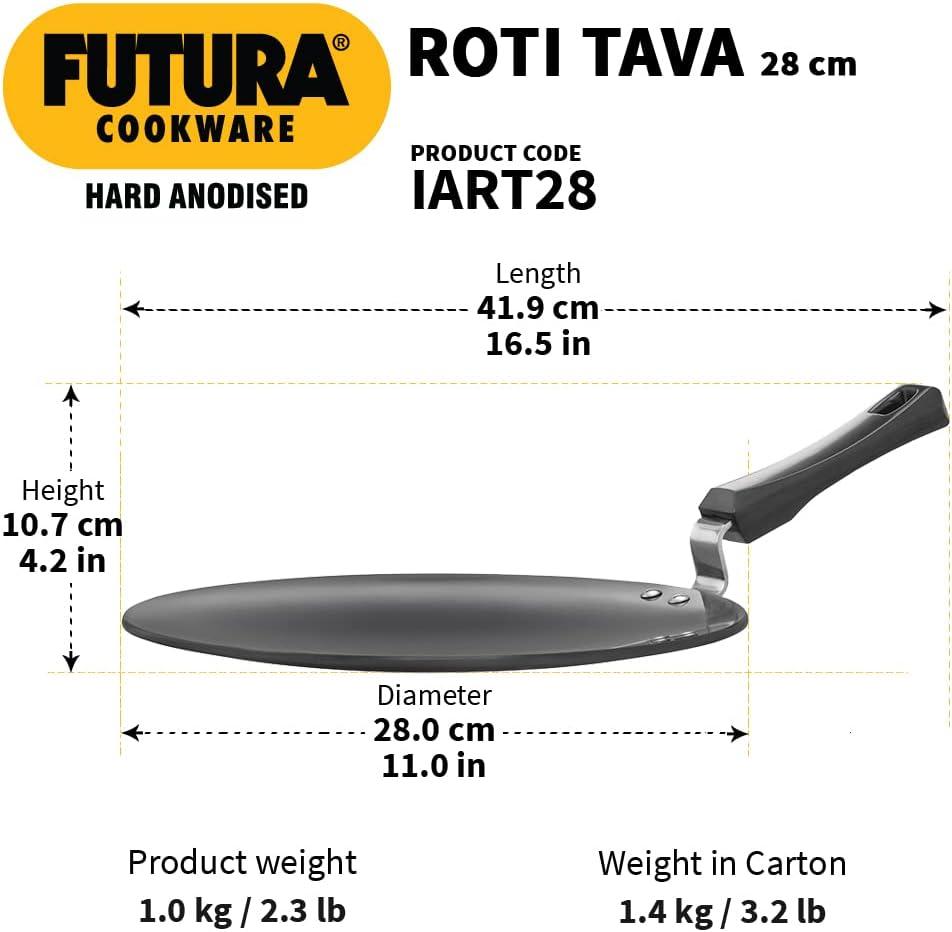 image:imageHAWKINS Futura 28 cm Roti Tava Hard Anodised Tawa Induction Tawa Black IART28