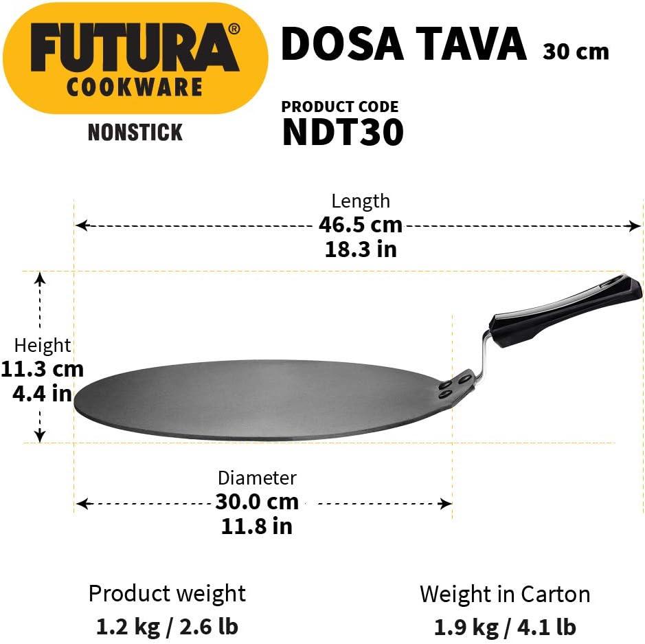image:imageHAWKINS Futura 30 cm Dosa Tava Non Stick Dosa Tawa Flat Dosa Tawa Black NDT30
