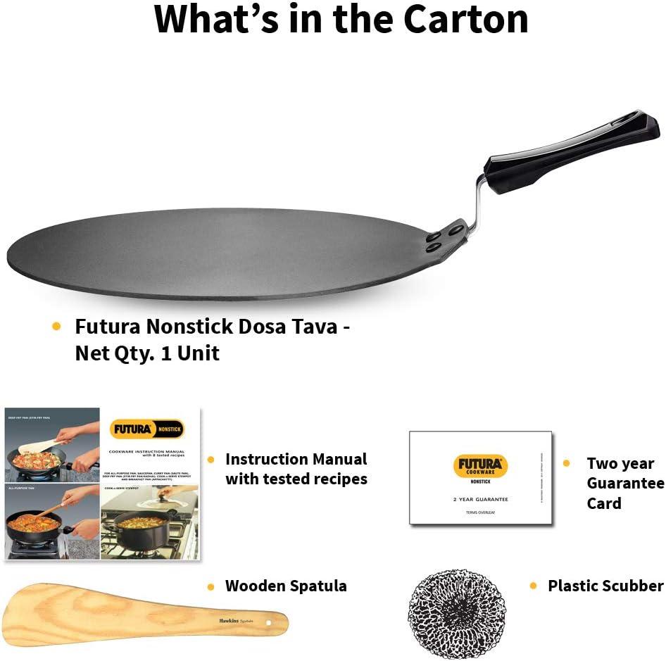 image:imageHAWKINS Futura 30 cm Dosa Tava Non Stick Dosa Tawa Flat Dosa Tawa Black NDT30