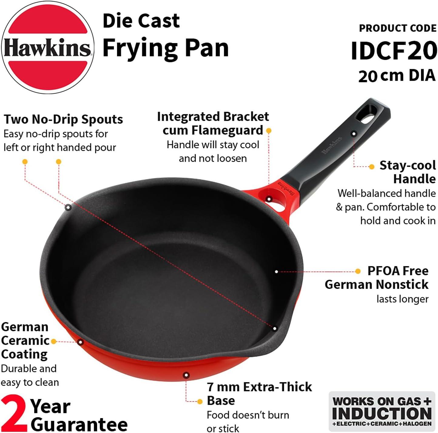 image:imageHawkins 20 cm Frying Pan Die Cast Non Stick Fry Pan Ceramic Coated Pan Induction Fry Pan Small Frying Pan Red IDCF20