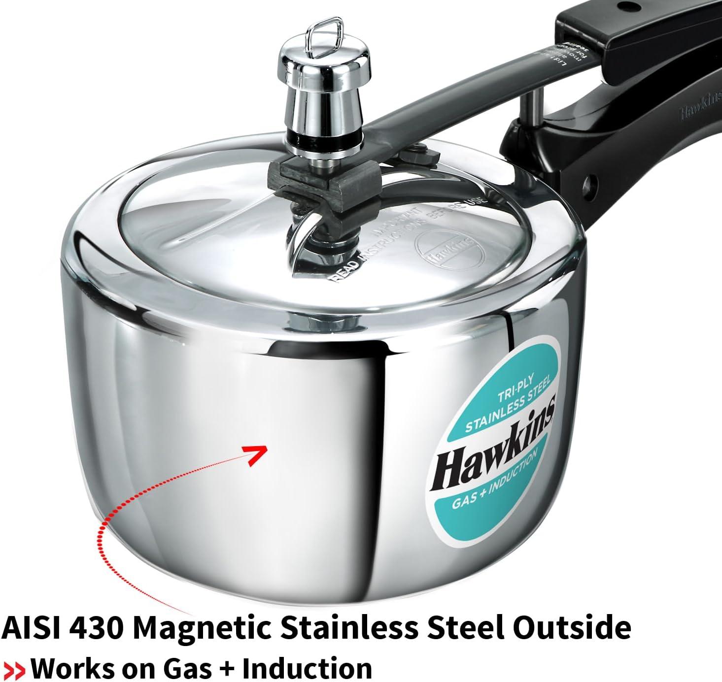 image:imageHawkins 35 Litre Triply Stainless Steel Pressure Cooker Inner Lid Cooker Silver HSST3516 Quarts