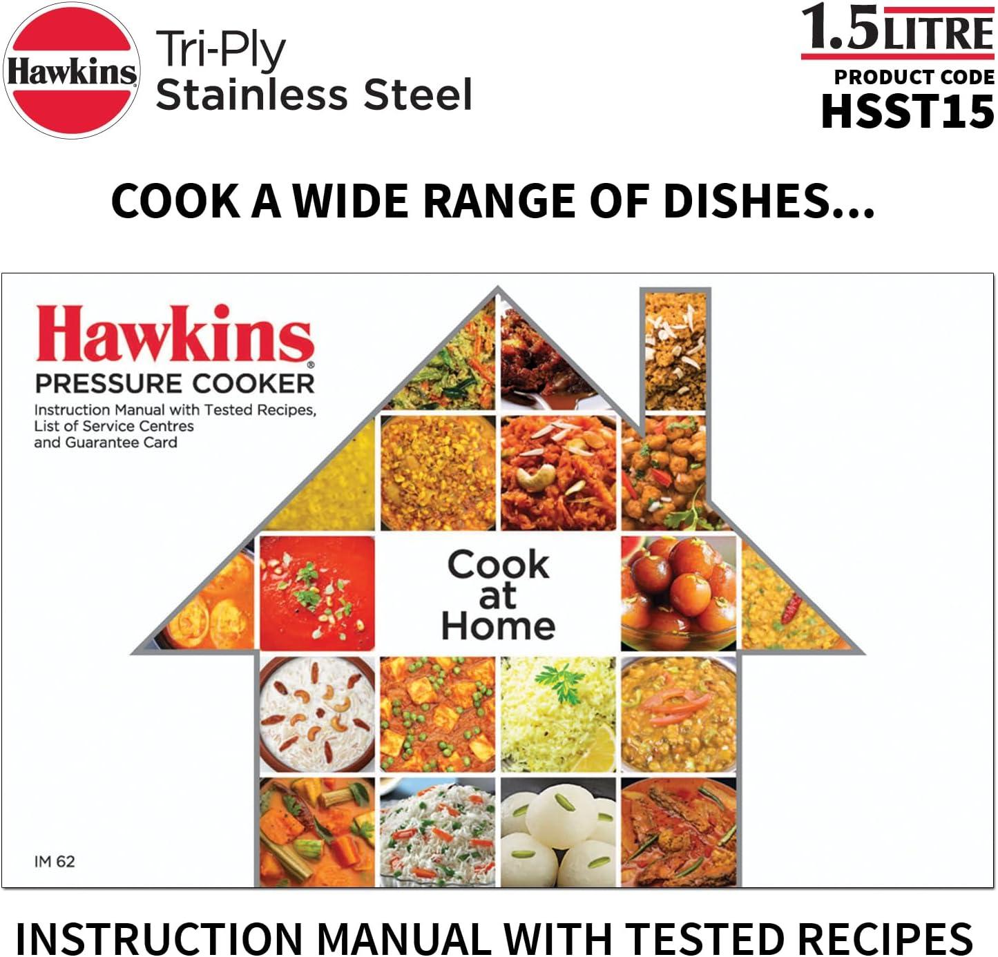 image:imageHawkins 35 Litre Triply Stainless Steel Pressure Cooker Inner Lid Cooker Silver HSST3516 Quarts