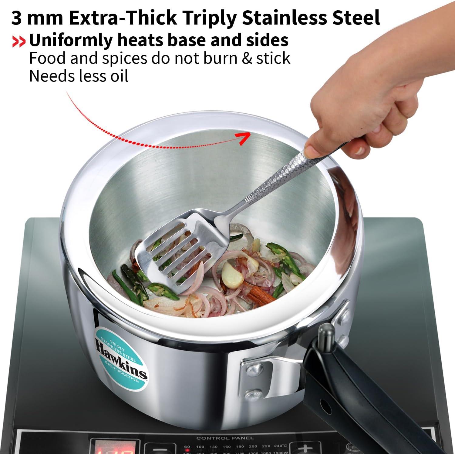 image:imageHawkins 35 Litre Triply Stainless Steel Pressure Cooker Inner Lid Cooker Silver HSST3516 Quarts