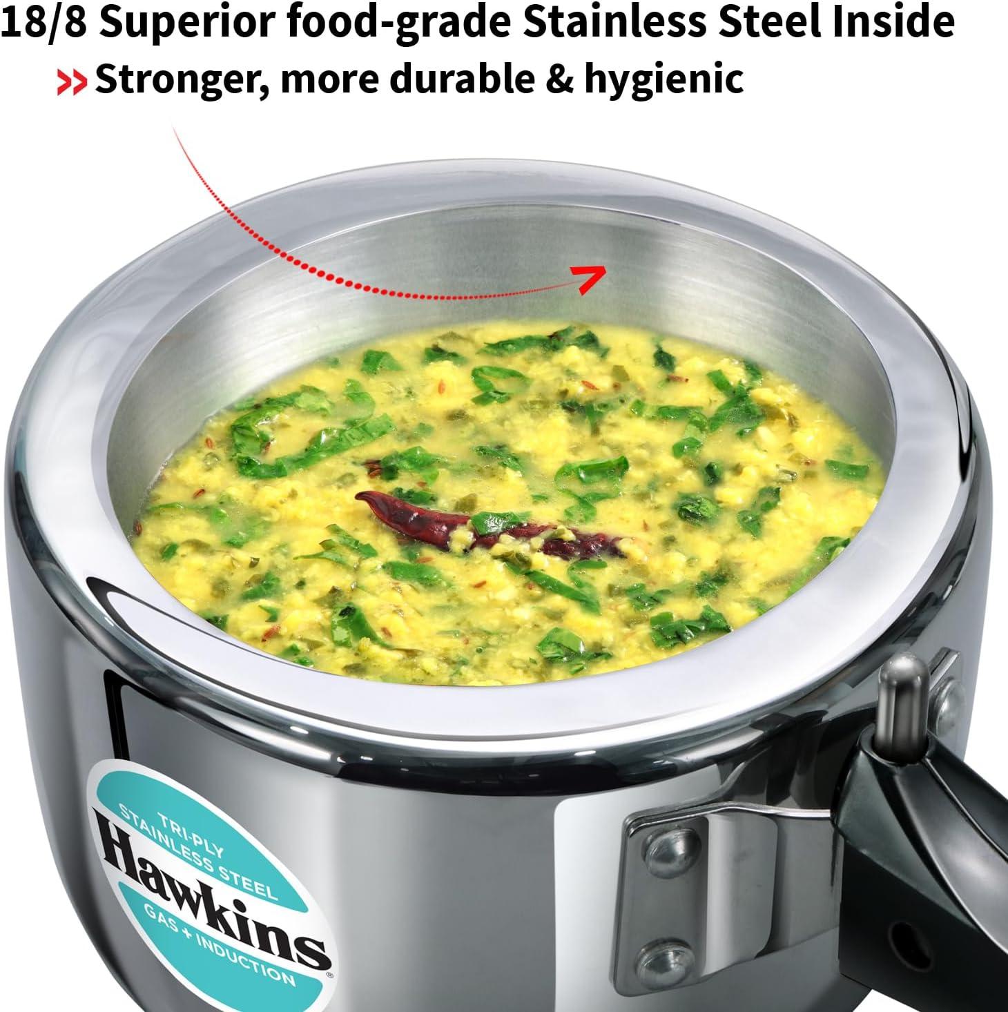 image:imageHawkins 35 Litre Triply Stainless Steel Pressure Cooker Inner Lid Cooker Silver HSST3516 Quarts