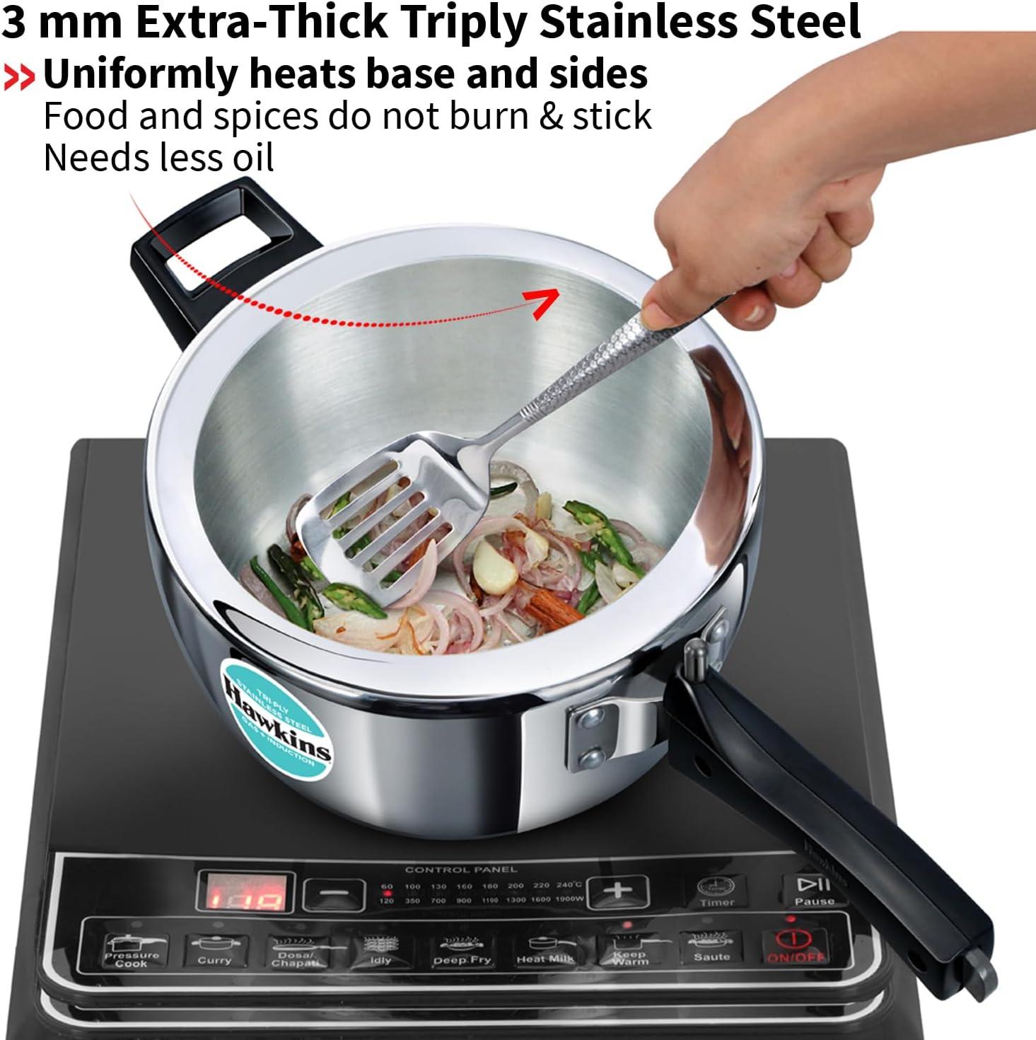 image:imageHawkins 35 Litre Triply Stainless Steel Pressure Cooker Inner Lid Cooker Silver HSST3526 Quarts