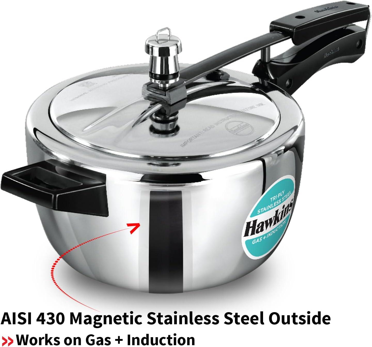 image:imageHawkins 35 Litre Triply Stainless Steel Pressure Cooker Inner Lid Cooker Silver HSST3537 Quarts