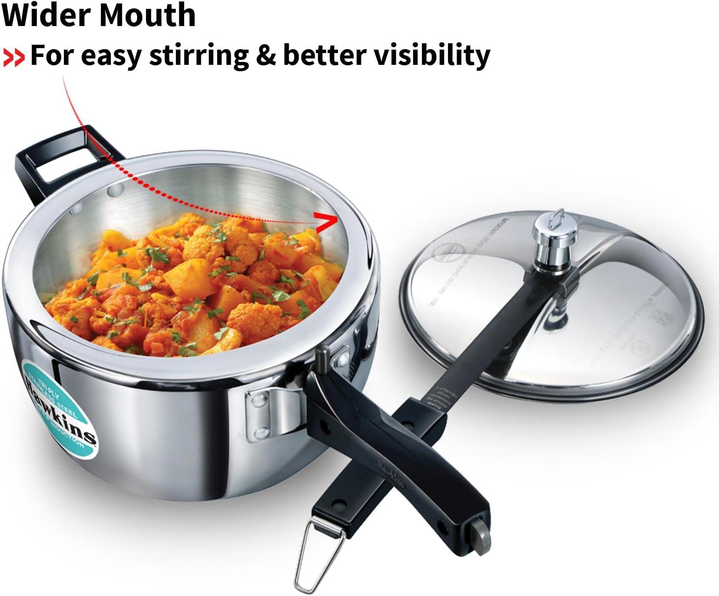 image:imageHawkins 35 Litre Triply Stainless Steel Pressure Cooker Inner Lid Cooker Silver HSST3537 Quarts