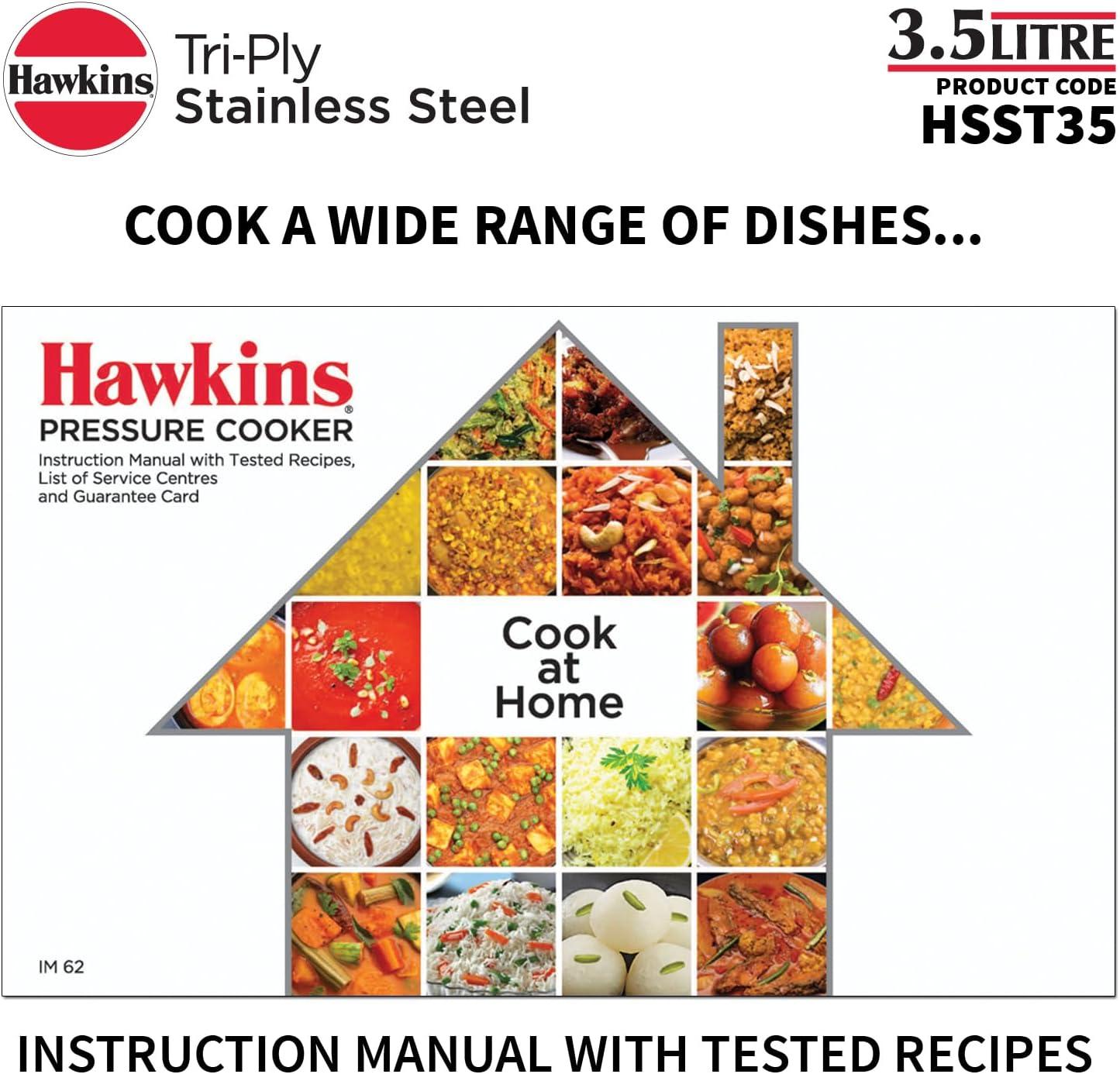 image:imageHawkins 35 Litre Triply Stainless Steel Pressure Cooker Inner Lid Cooker Silver HSST3537 Quarts
