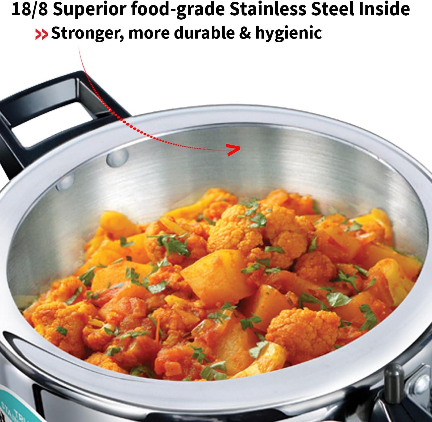 image:imageHawkins 35 Litre Triply Stainless Steel Pressure Cooker Inner Lid Cooker Silver HSST3537 Quarts