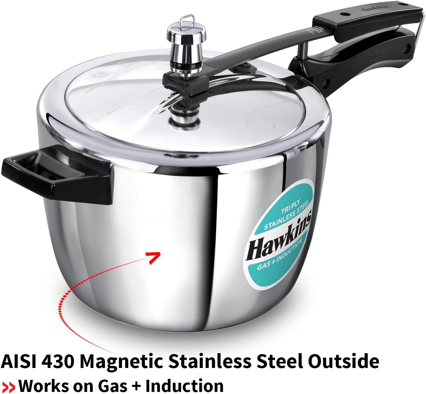 image:imageHawkins 35 Litre Triply Stainless Steel Pressure Cooker Inner Lid Cooker Silver HSST3548 Quarts