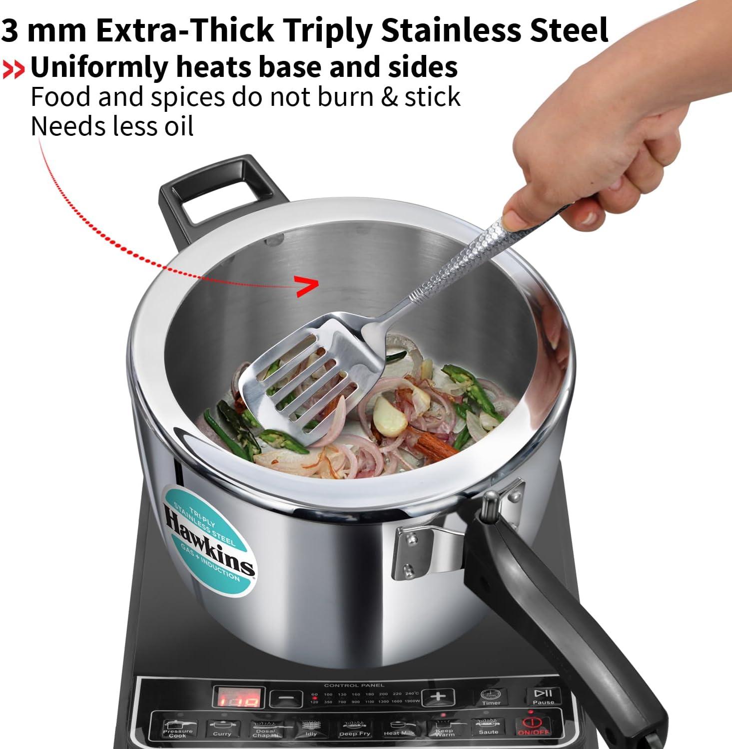 image:imageHawkins 35 Litre Triply Stainless Steel Pressure Cooker Inner Lid Cooker Silver HSST3548 Quarts