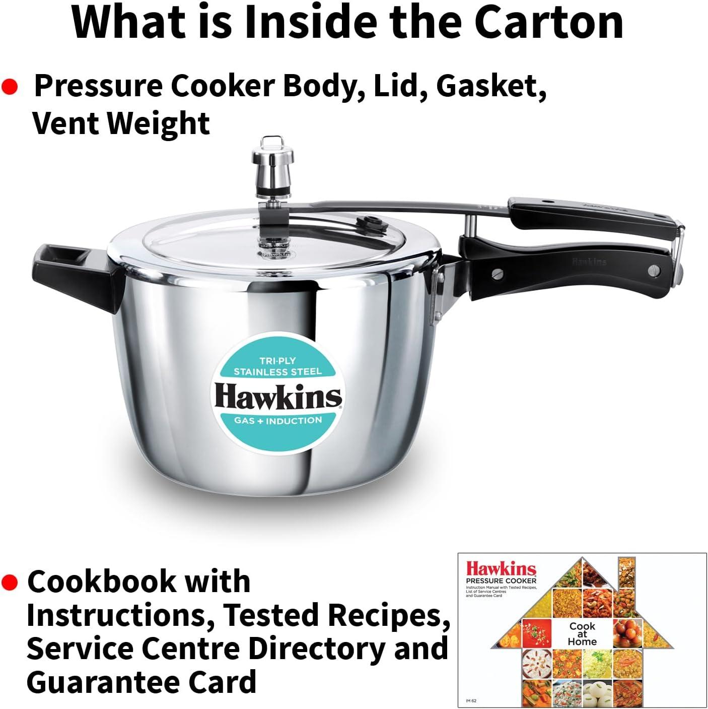 image:imageHawkins 35 Litre Triply Stainless Steel Pressure Cooker Inner Lid Cooker Silver HSST3548 Quarts