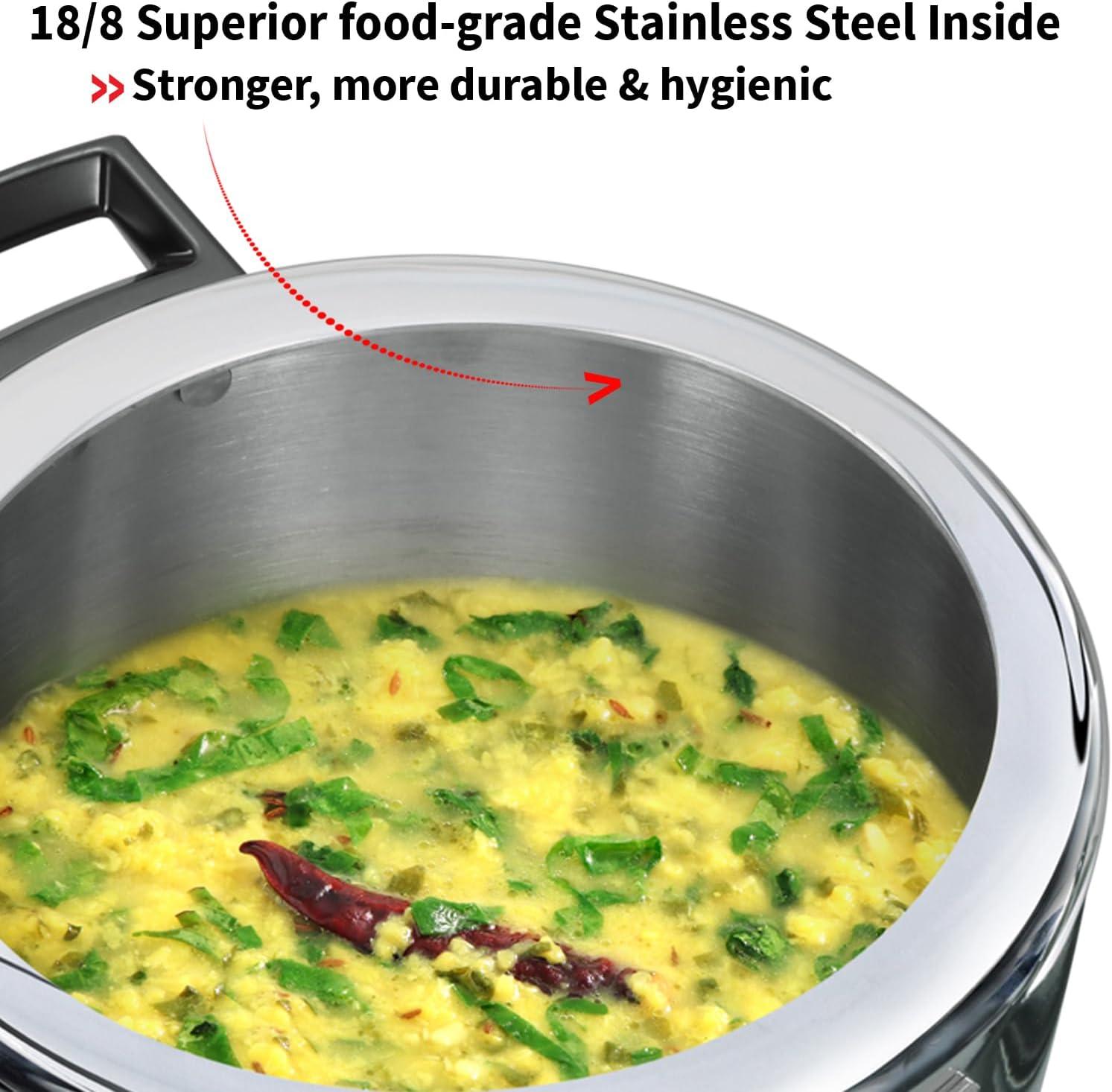 image:imageHawkins 35 Litre Triply Stainless Steel Pressure Cooker Inner Lid Cooker Silver HSST3548 Quarts