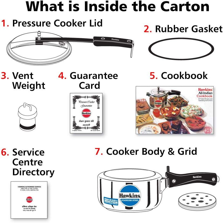 image:imageHawkins 4 Litre Pressure Cooker Stainless Steel Inner Lid Cooker Induction Cooker Silver Hss40 4 Liter21 Quarts