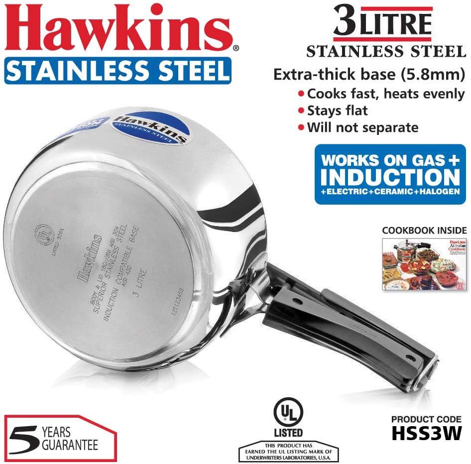image:imageHawkins 4 Litre Pressure Cooker Stainless Steel Inner Lid Cooker Induction Cooker Silver Hss40 4 Liter32 Quarts